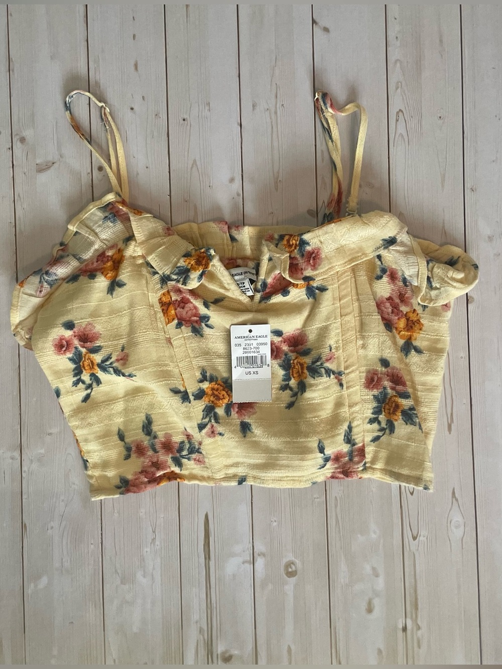 American Eagle Outfitters NWT Yellow Floral Ruffle Cami